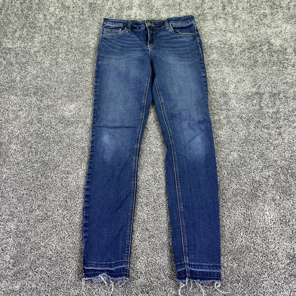 Prosperity Jeans Womens 29 Mid Rise Skinny Stretch Medium Wash Fringe Hem Denim